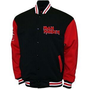 Iron Maiden - Iron Maiden - Eddie Logo - Varsity Fleece Jacket - XL Red/Black
